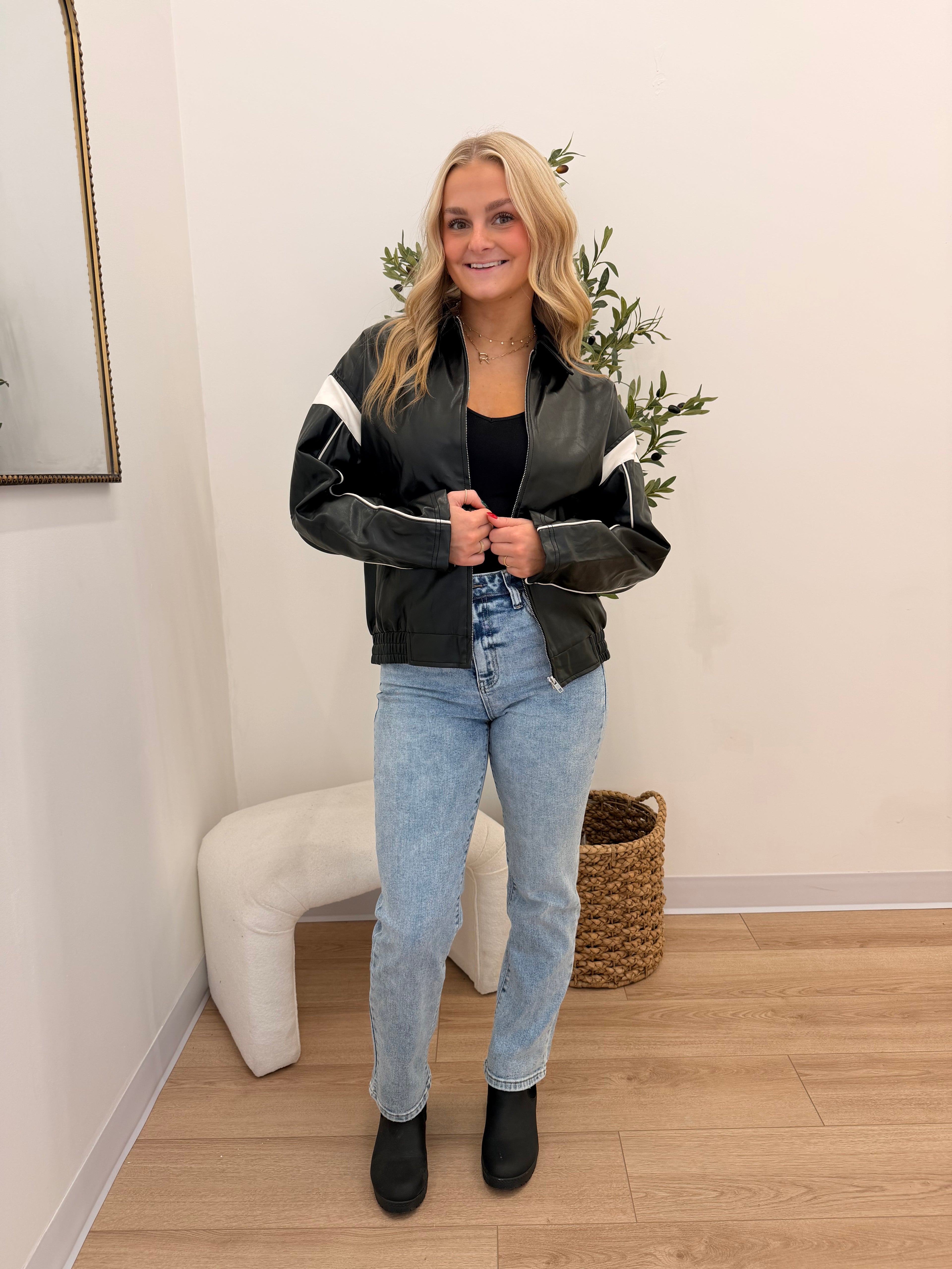 Black Faux Leather Moto Jacket