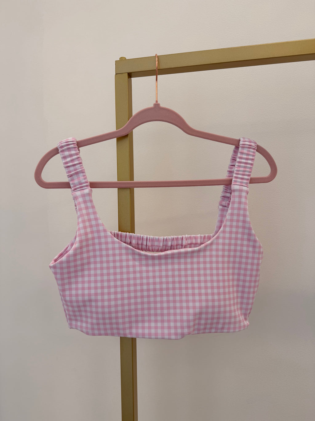 Gingham Athletic Bra Top