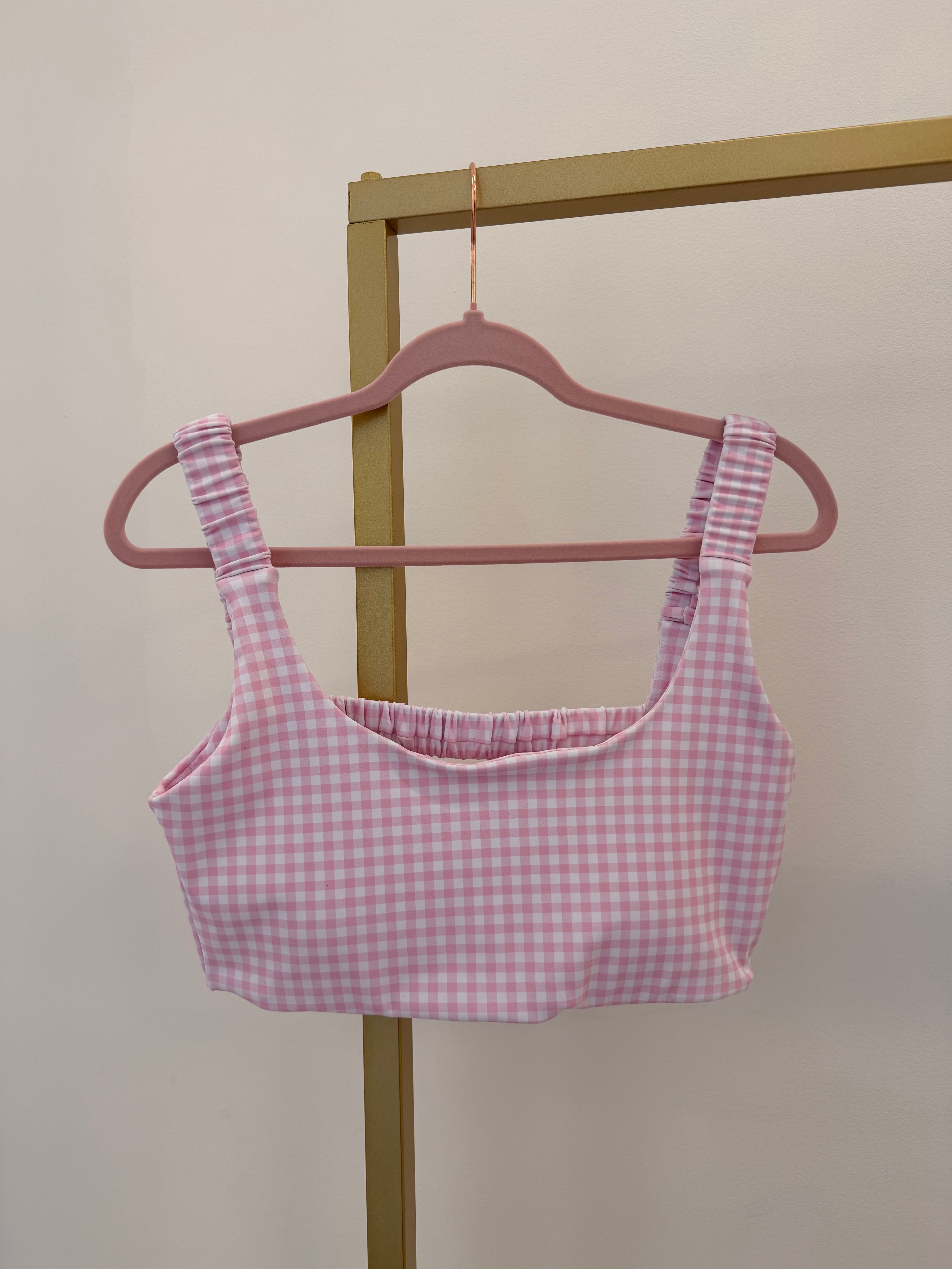 Gingham Athletic Bra Top