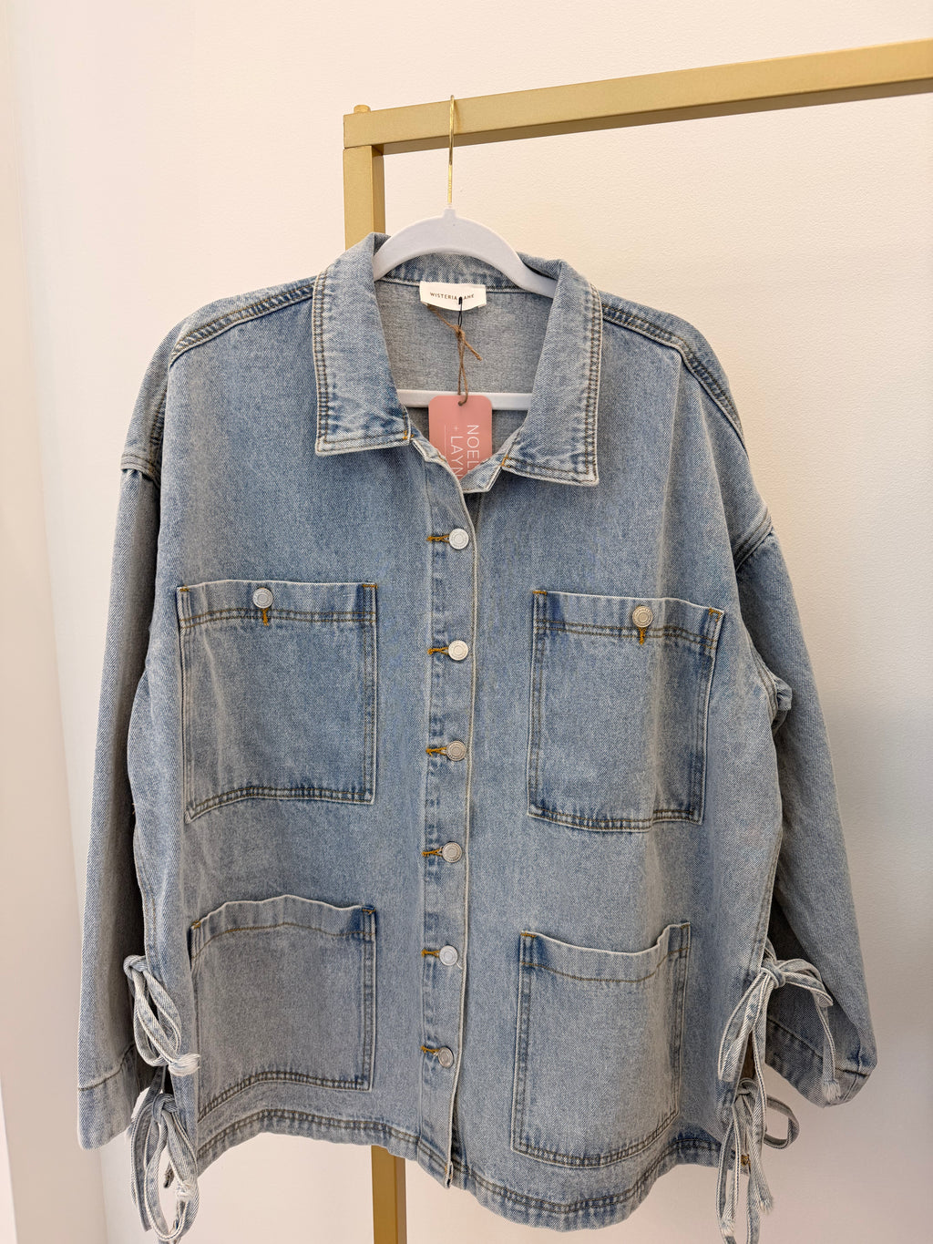 Lace Up Oversized Denim Jacket