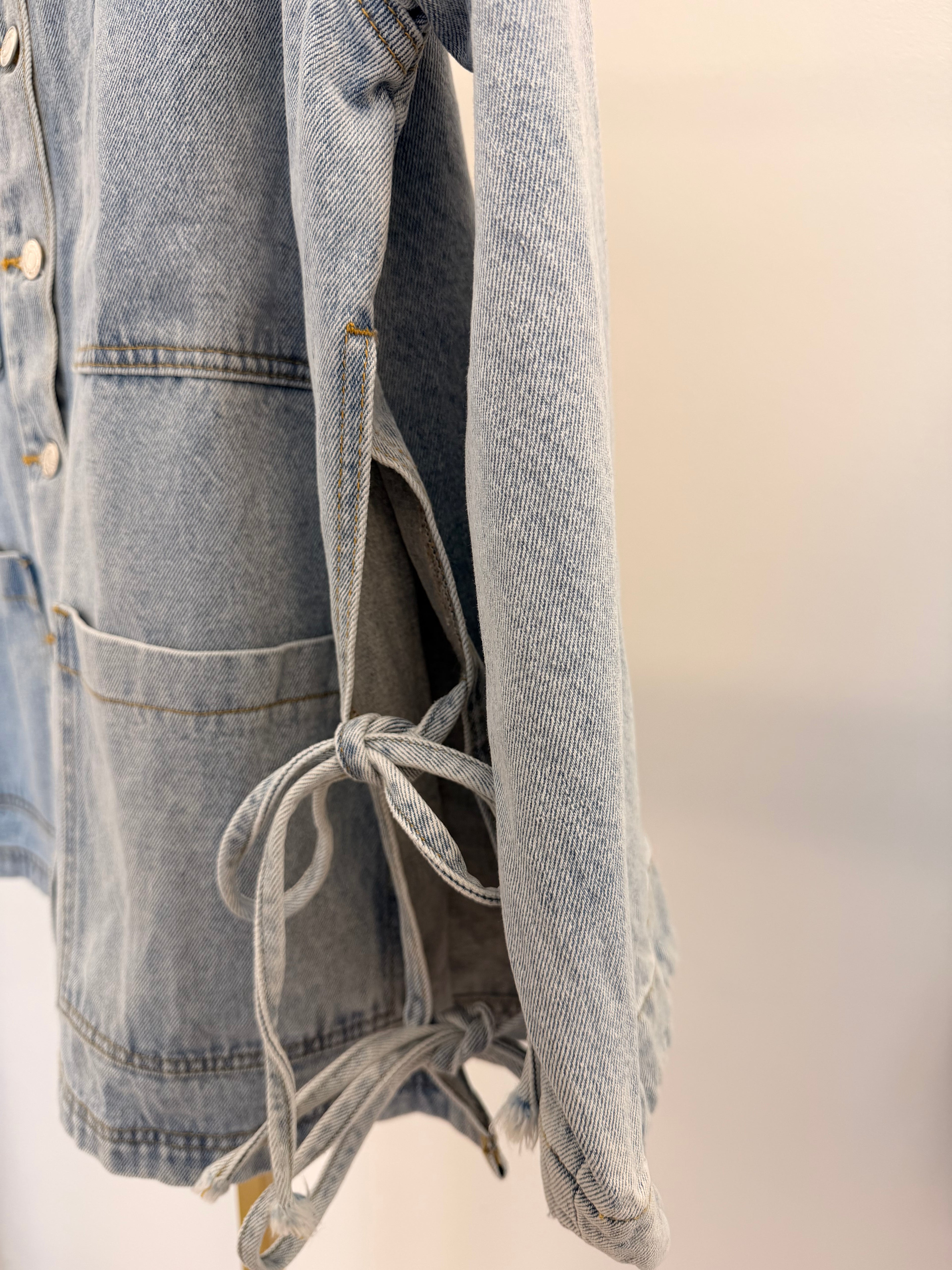 Lace Up Oversized Denim Jacket