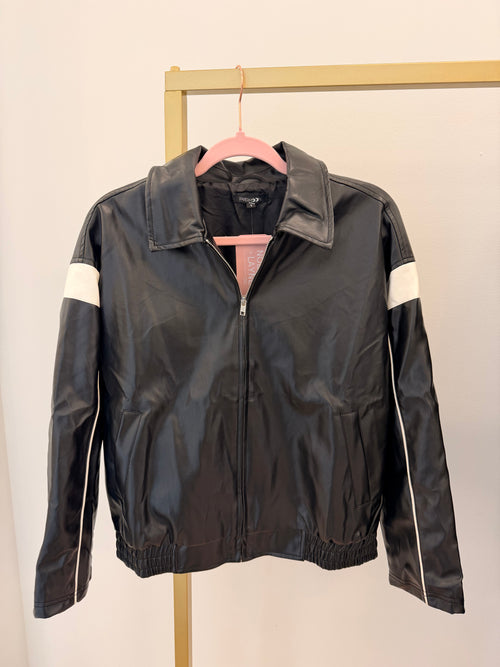 Black Faux Leather Moto Jacket