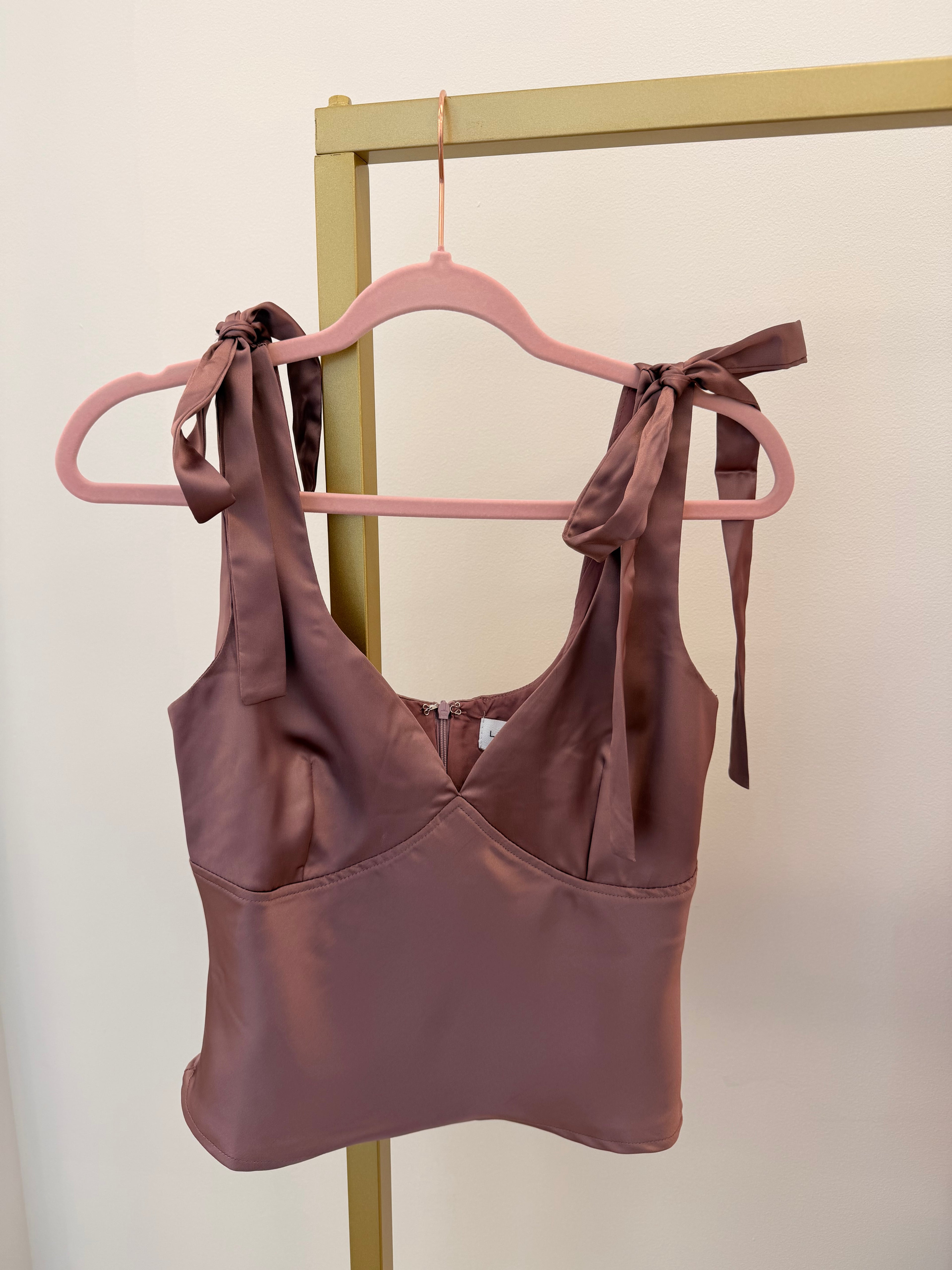 Pink Satin Bow Tank