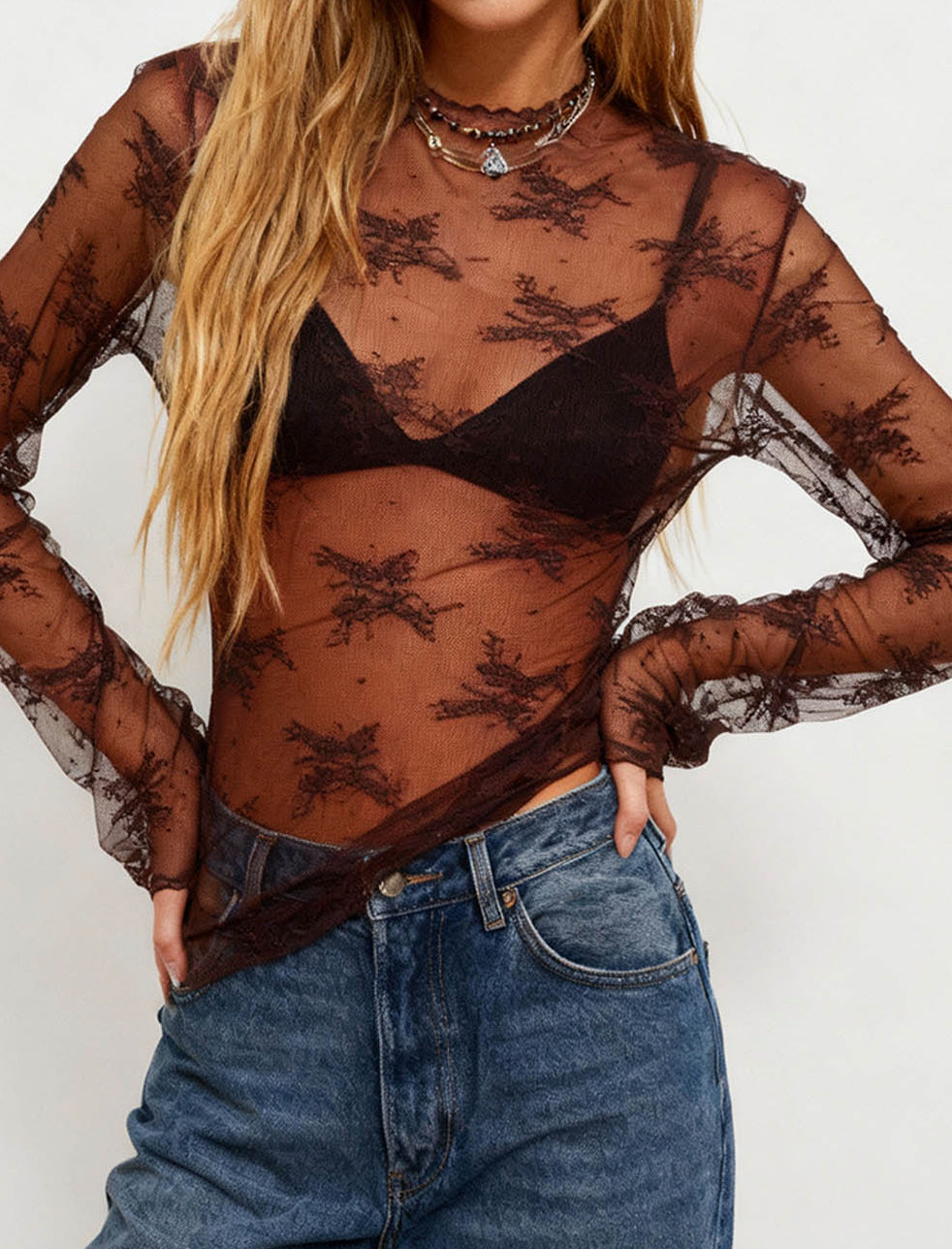 Long Sleeve All Over Lace Top
