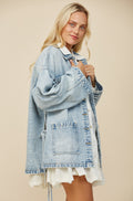 Lace Up Oversized Denim Jacket